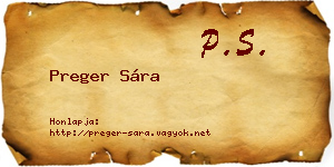 Preger Sára névjegykártya